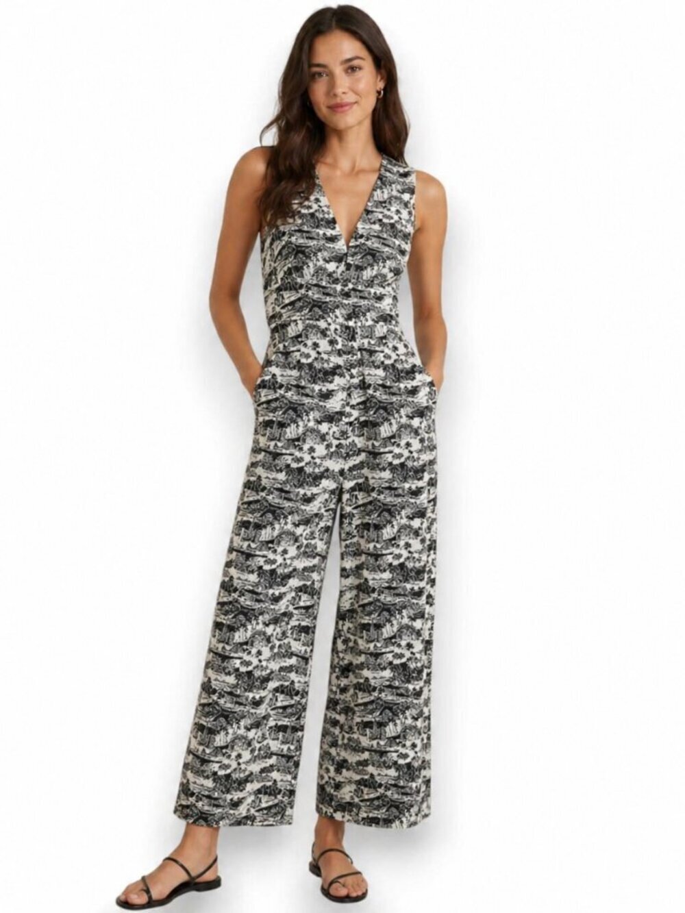 Marine Layer Jumpsuit Black White Resort Coastal XS